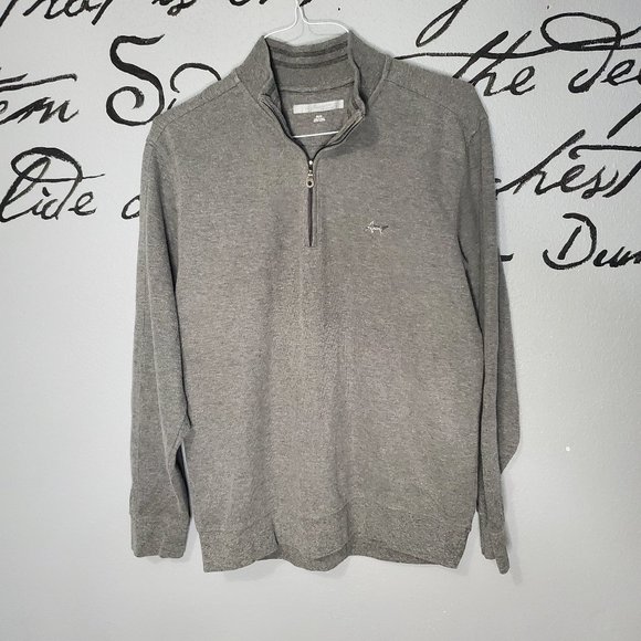 Greg Norman Men's 1/4 Zip Pullover Natural Performance Sweater Grey, M - Picture 1 of 5